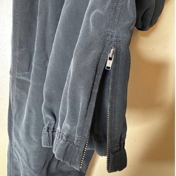 Eileen Fisher Medium Black Washable Silk Crepe Zip Cuff Joggers Pant - Picture 8 of 11